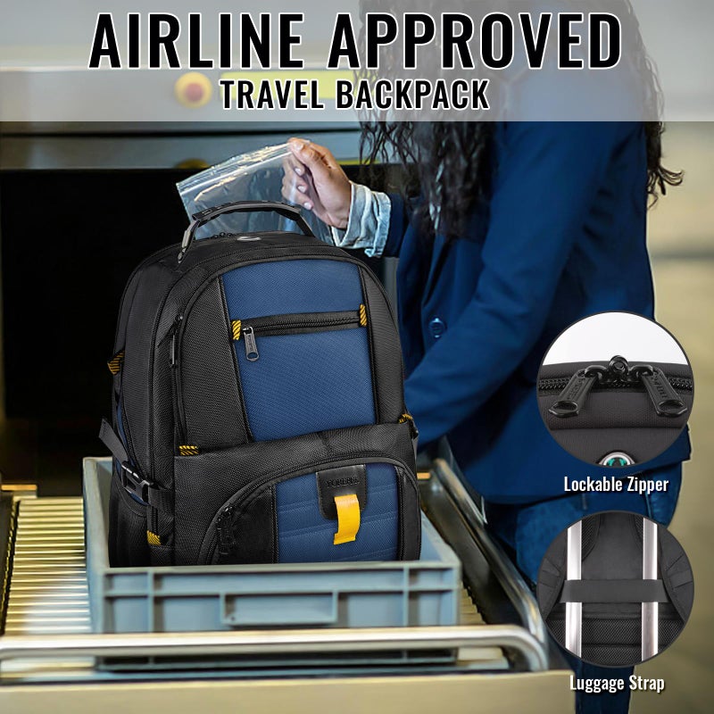 YOREPEK Travel Backpack, Extra Large 50L Laptop Backpacks for Men Women, Water Resistant College Backpack Airline Approved Business Bag with USB Charging Port Fits 17 Inch Computer, Roy Blue - Image 5